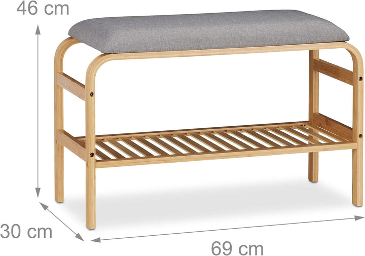 Relaxdays Schuhbank, 3 Paar Schuhe, gepolsterte Sitzfläche, Flur und Garderobe, Schuhaufbewahrung HB
