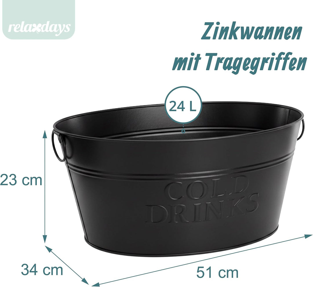 Relaxdays Sektkühler, 2er Set, Metall, 24 l, Flaschenkühler für Sekt, Champagner, Wein, Griffe, XXL
