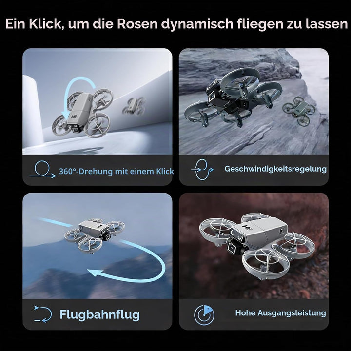 Mini RC Drohne mit Kamera, Propellerschutz, LED-Augenlichter, Hindernisvermeidung, optische Position