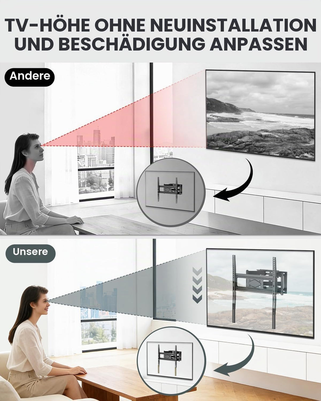 VESA Adapter Verlängerungsplatten – Erweiterungs Kit für TV Wandhalterung &amp; Deckenhalterung, passend