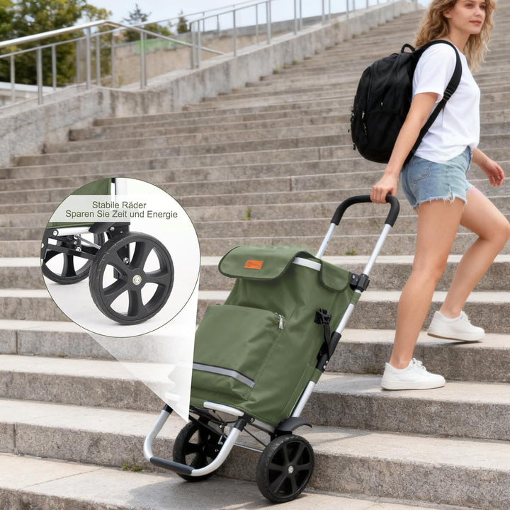 Sekey Einkaufstrolley klappbar 3in1, XXL Einkaufswagen faltbar mit Kühlfach, Trolley mit Schultertas
