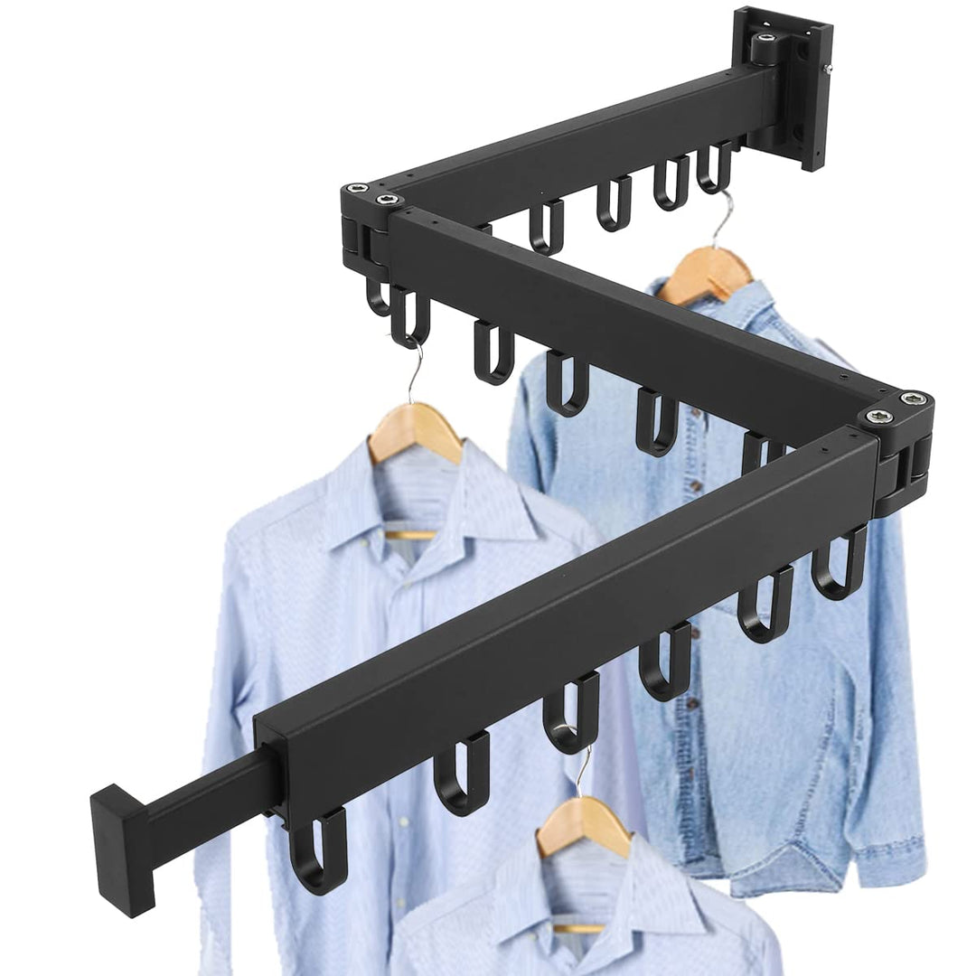 Einziehbarer Kleiderständer, Aluminium, Klappbar, Wandmontage, Wäscheständer mit Handtuchhalter, Kle