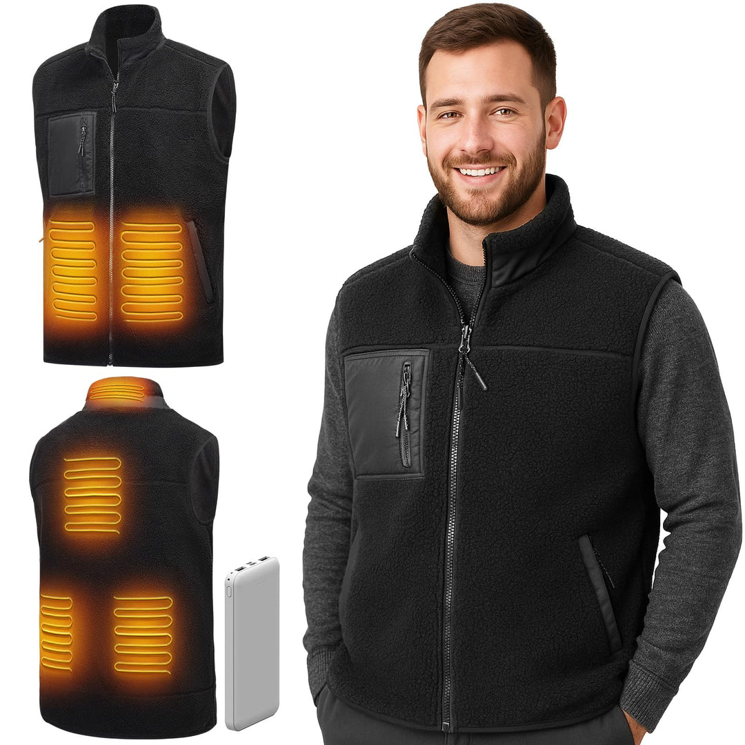 LABEWVI Beheizbare Weste, Heizweste für Damen Herren, Beheizte Jacke mit 10000mAh Powerbank, T3 Pola