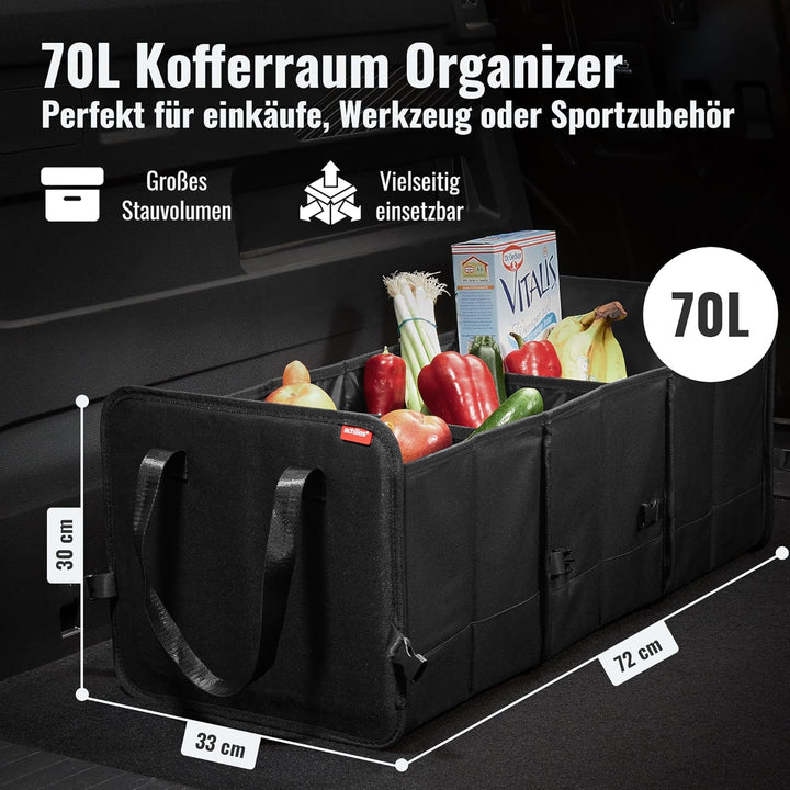 achilles Faltbare Autobox, Auto Organizer, Grössenverstellbare Kofferraumtasche, Faltkorb, Autotasch