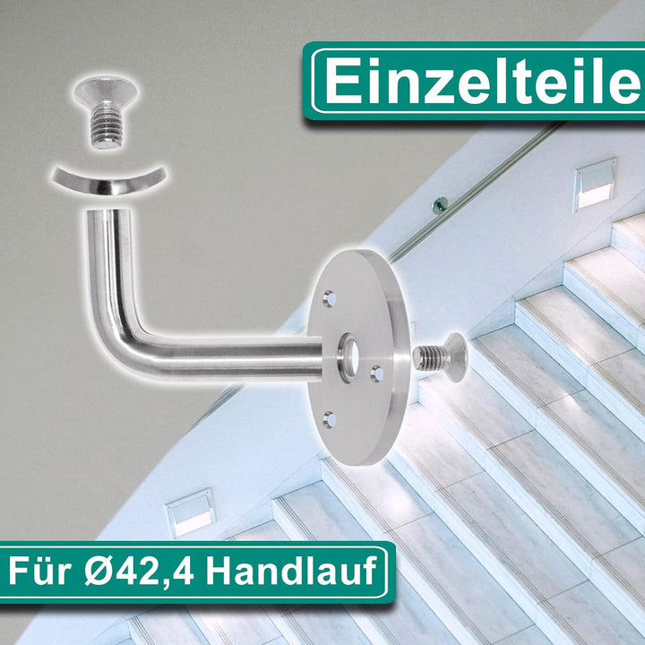 PRIOstahl Handlaufhalter Handlauf Wandhalter Handlaufstütze - 4 x Handlaufträger an die Wand für 42,