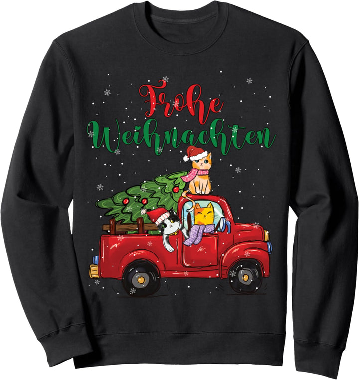 Frohe Weihnachten Weihnachtsoutfit Red Truck Katzen Sweatshirt