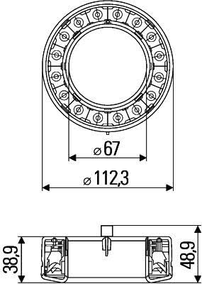 HELLA - Heckleuchte - LED - 12V - Anbau/Schraubanschluss - Lichtscheibenfarbe: rot - Kabel: 250mm -