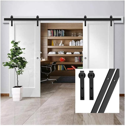10 FT/305 cm Schiebetür Kit Hängeschiene Schiebetürsystem Schiebetür Hardware Kit für Innentüren,Ver