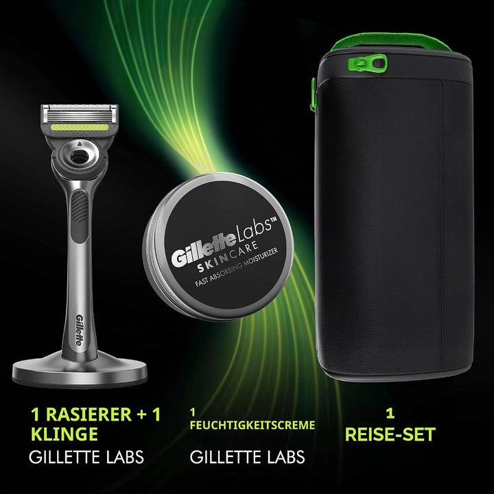 Gillette LABS Herrenrasierer, mit 1 Gillette LABS Klingen mit integriertem Stab, Magnetbasis, Feucht