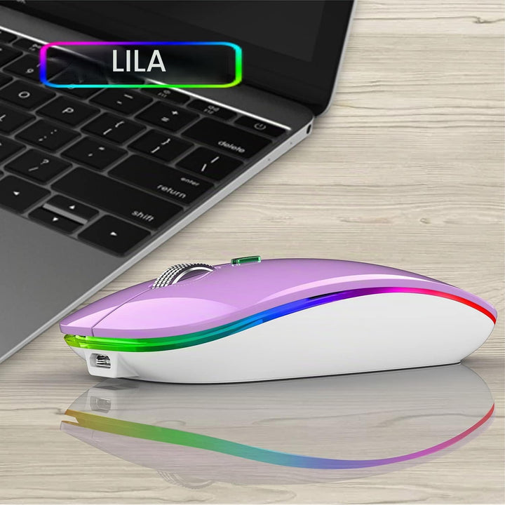 Uiosmuph G12 Maus Kabellos, LED 2.4G Leise Funkmaus Wiederaufladbar Wireless Mousemit Nano USB Empfä