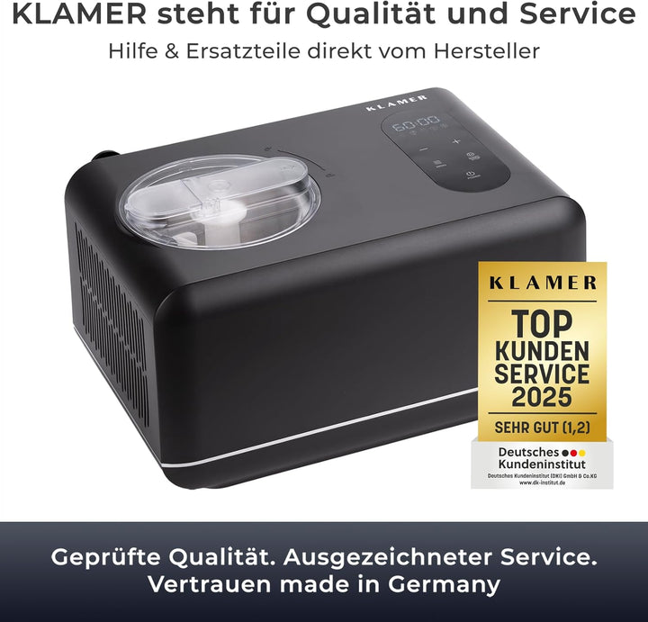 KLAMER 3-in-1 Eismaschine, Slush Maschine & Joghurtbereiter 1,5 L, 150 W Eiscrememaschine aus Edelst