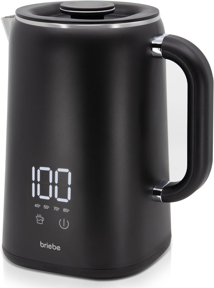 briebe eBoil Elektrischer Wasserkocher, 1,7 l, digitales Display, einstellbare Temperatur 45 °C bis