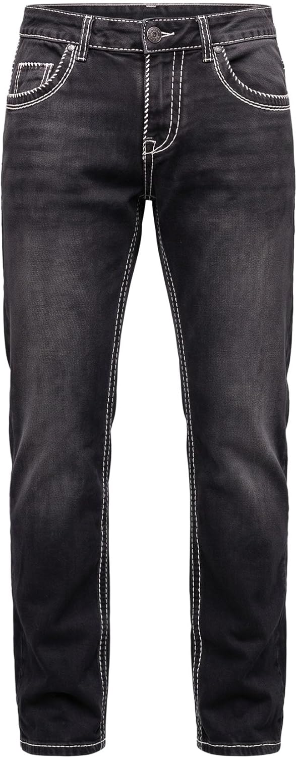 Rock Creek Herren Designer Jeans Hose Dicke Nähte Vintage Blau RC-2056 40W / 32L Dunkelgrau - Rc-216