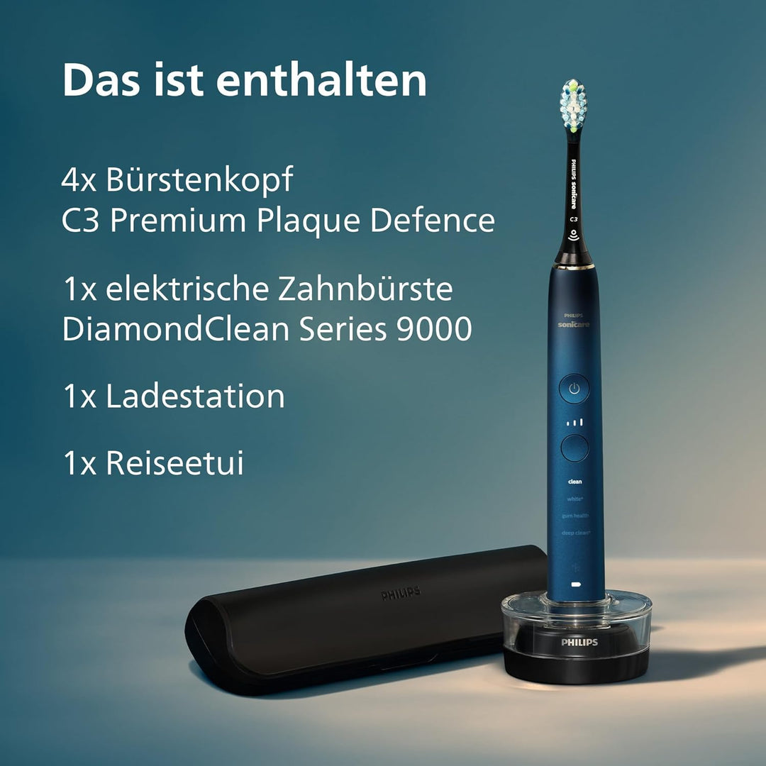 Philips Sonicare DiamondClean elektrische Zahnbürste der 9000er Serie – Schallzahnbürste, sauberere