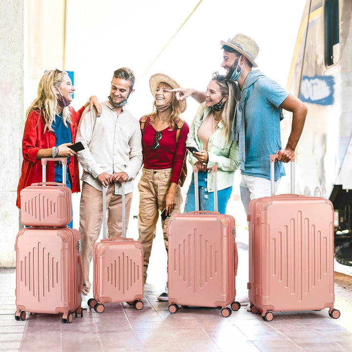 LALAHO Kofferset 5 teilig, Reisekoffer Set mit Kosmetikkoffer, Hartschalen Koffer Set aus ABS, Gepäc