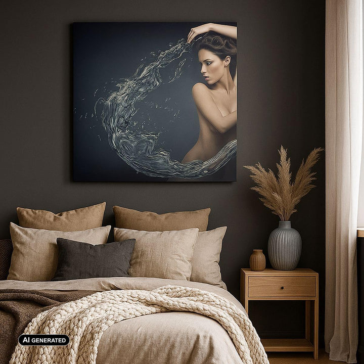 Bilder auf Leinwand 70x70cm Leinwandbild Weiblich modell posieren schön Gross Wanddeko Bild Schlafzi