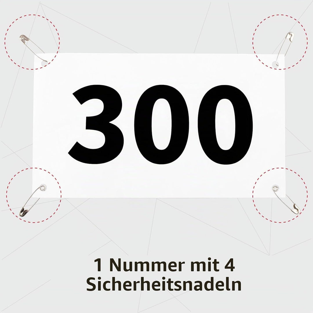 Azarxis Startnummern mit Sicherheitsnadeln für Sportveranstaltungen, Wasserdicht und Reissfest, Numm