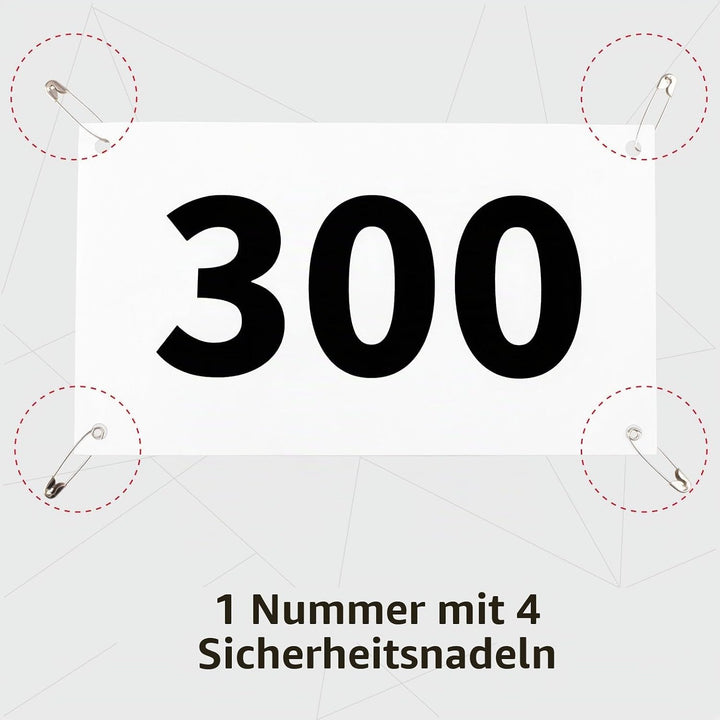 Azarxis Startnummern mit Sicherheitsnadeln für Sportveranstaltungen, Wasserdicht und Reissfest, Numm