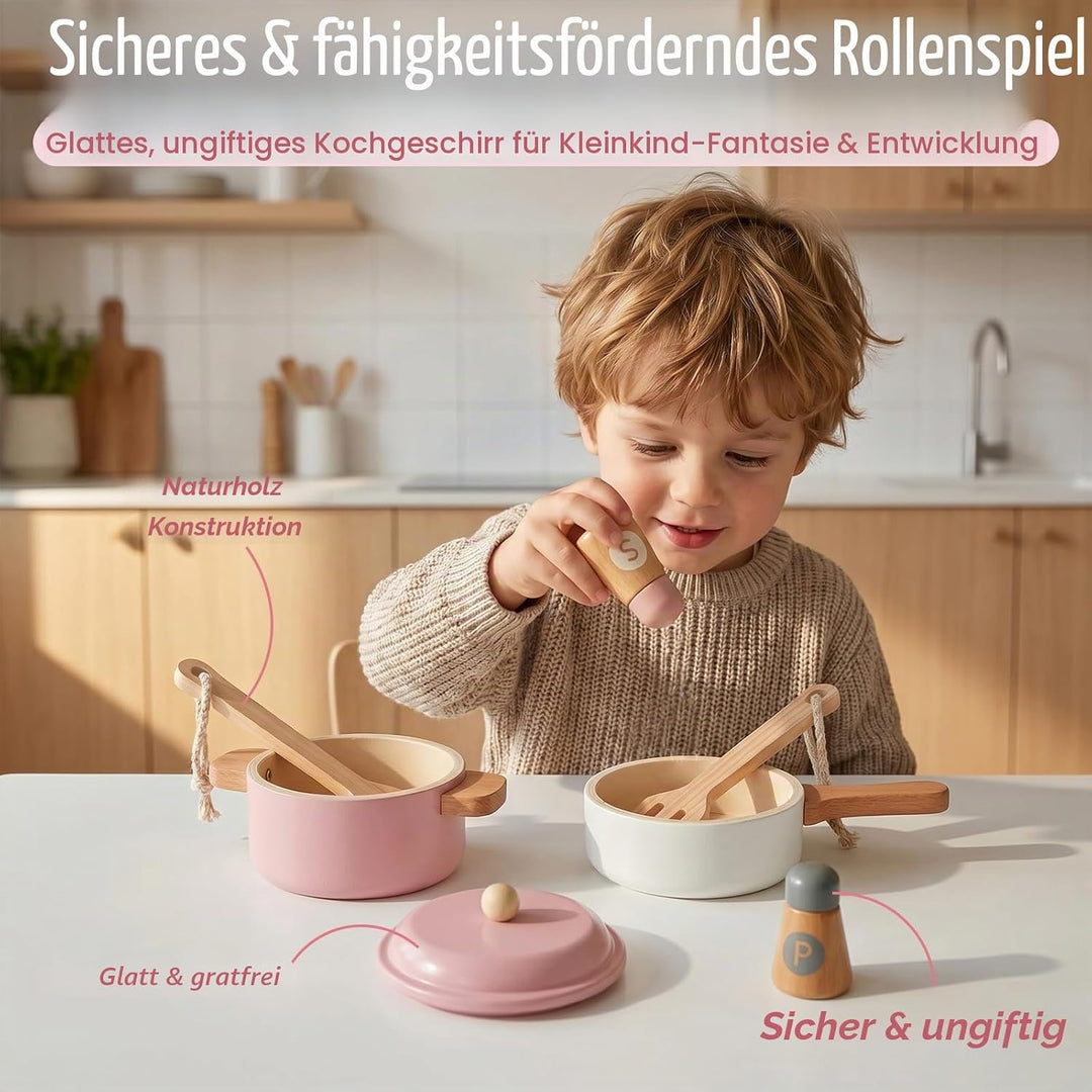 Kinderküche Zubehör, Realistisches Design, Sicher und Zuverlässig, Spielzeug Küchenzubehör, Topfset