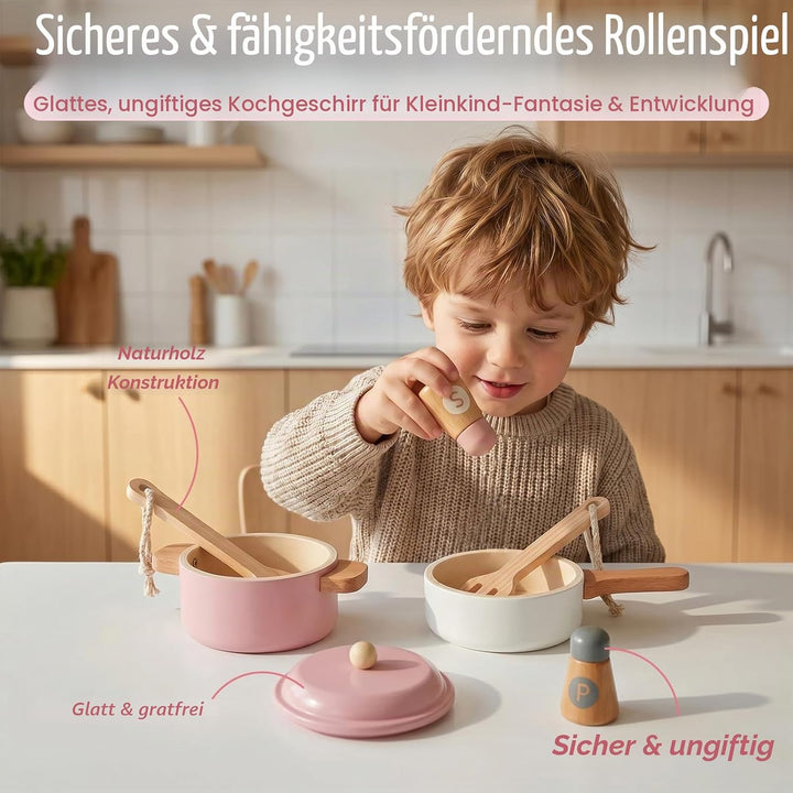 Kinderküche Zubehör, Realistisches Design, Sicher und Zuverlässig, Spielzeug Küchenzubehör, Topfset