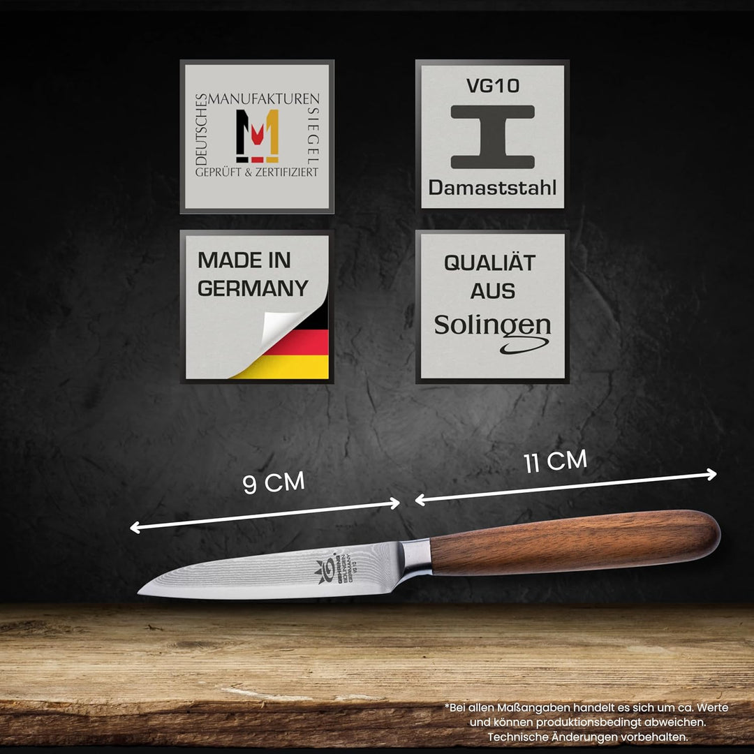 GEHRING SOLINGEN Damastmesser, Küchenmesser - Messerset, 3-tlg. Made in Germany, scharfe Profi Damas