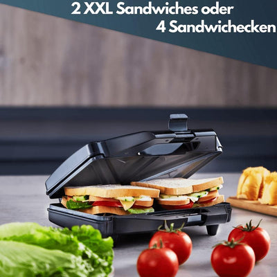 XXL Sandwichmaker | 4 Sandwichecken | Cool-Touch-Gehäuse | Antihaftbeschichtung | Sandwichtoaster |