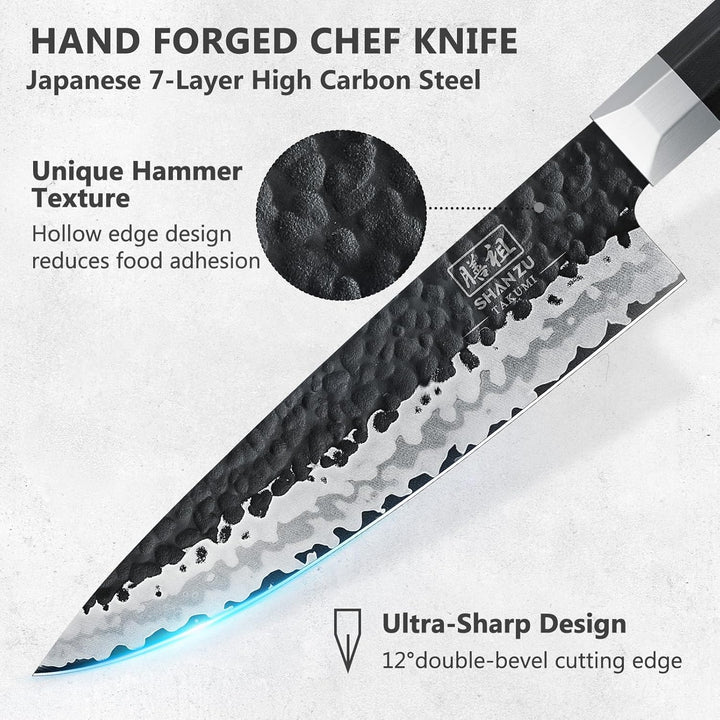 SHAN ZU Japanisches Kochmesser, 7 Schichten 9Cr18MoV-Küchenmesser Gyuto Messer, Superscharfes Chefme