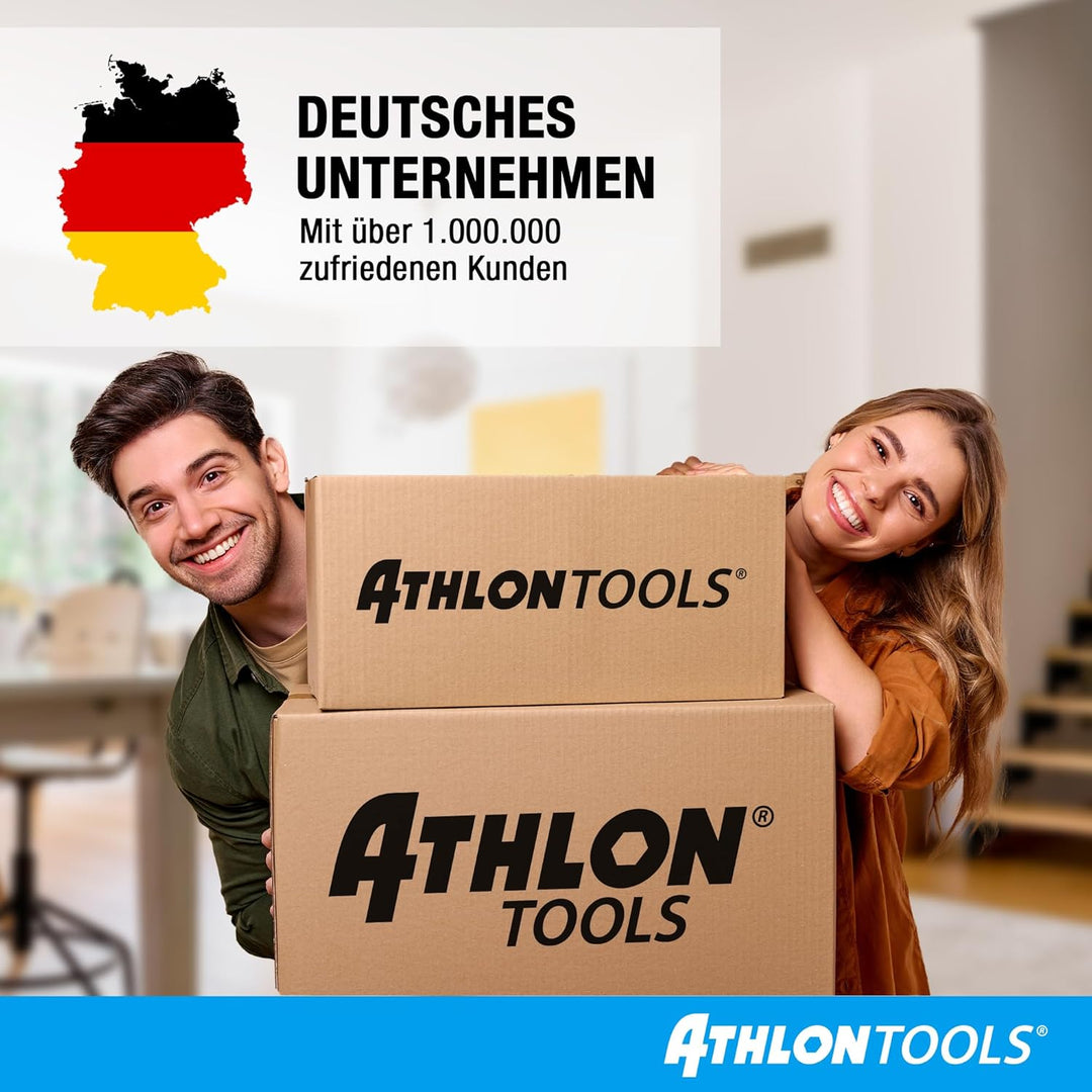 ATHLON TOOLS Toilettendeckel mit Absenkautomatik D-Form – Duroplast WC Sitz, Soft-Close & Quick-Rele