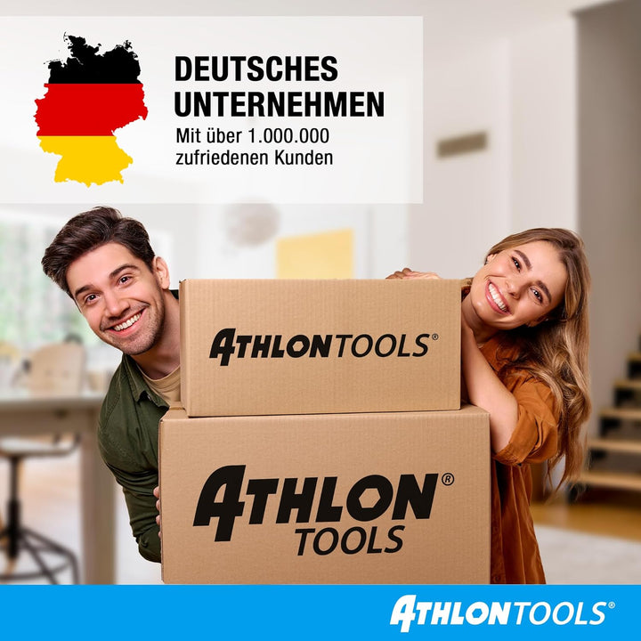 ATHLON TOOLS Toilettendeckel mit Absenkautomatik D-Form – Duroplast WC Sitz, Soft-Close & Quick-Rele