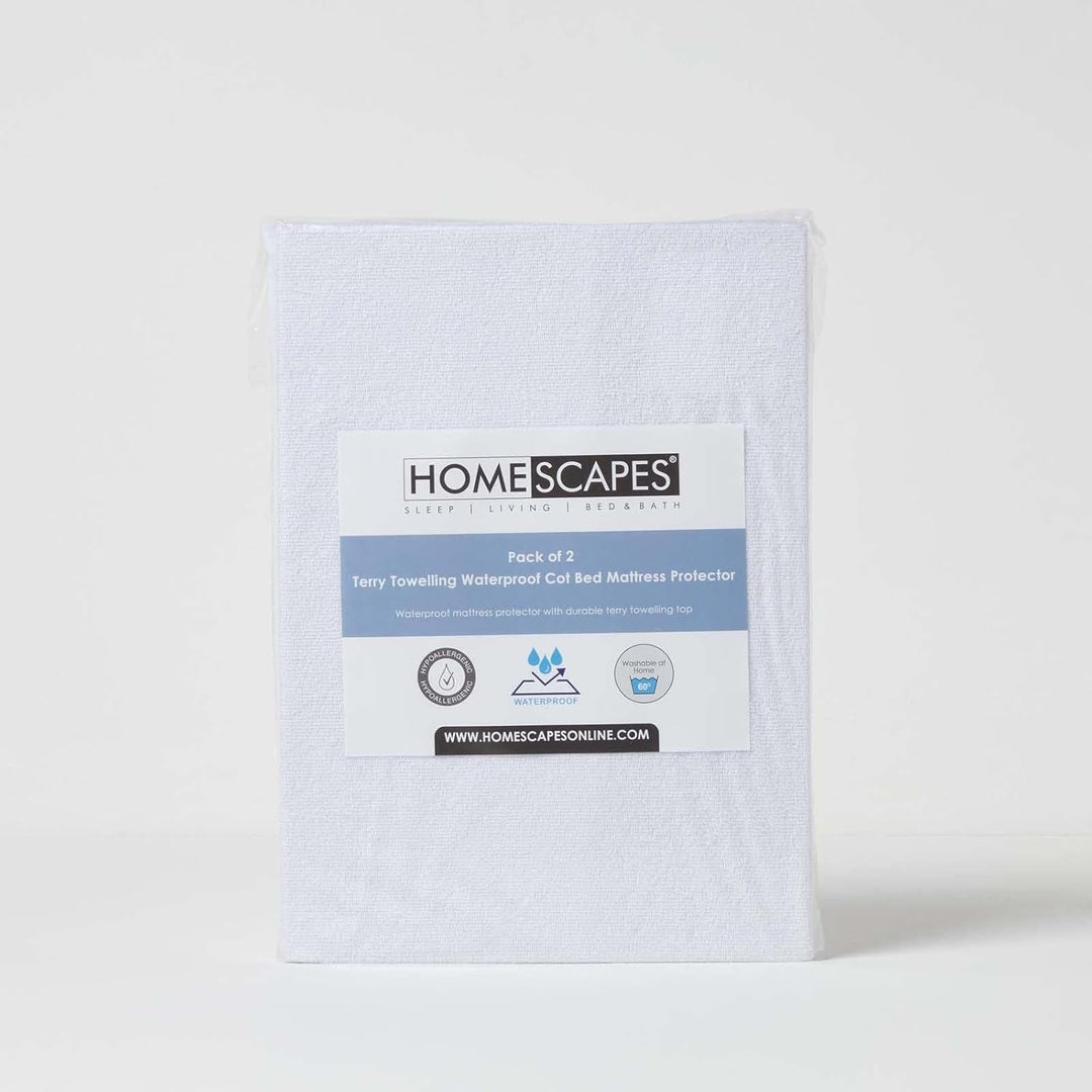 Homescapes 2er-Set wasserdichte Matratzenschoner Baby 60x120 cm, Frottee-Schonbezüge Babybett, hypoa