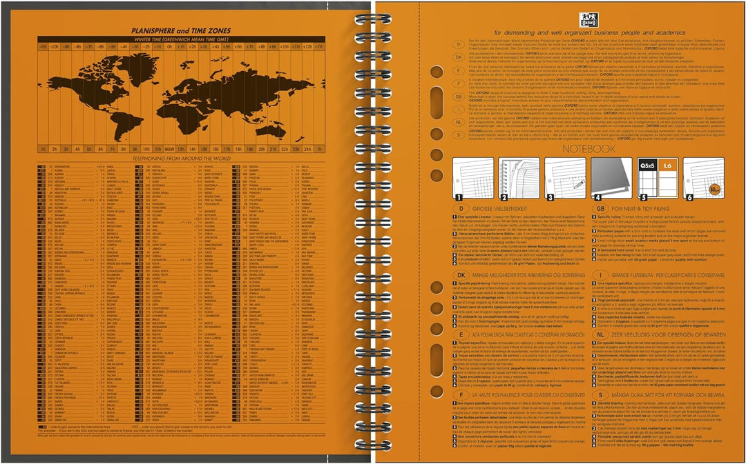 Oxford Notebook International A5, kariert, 160 Seiten, stabiler Kartondeckel, 5 Stück A5 5 Stück kar