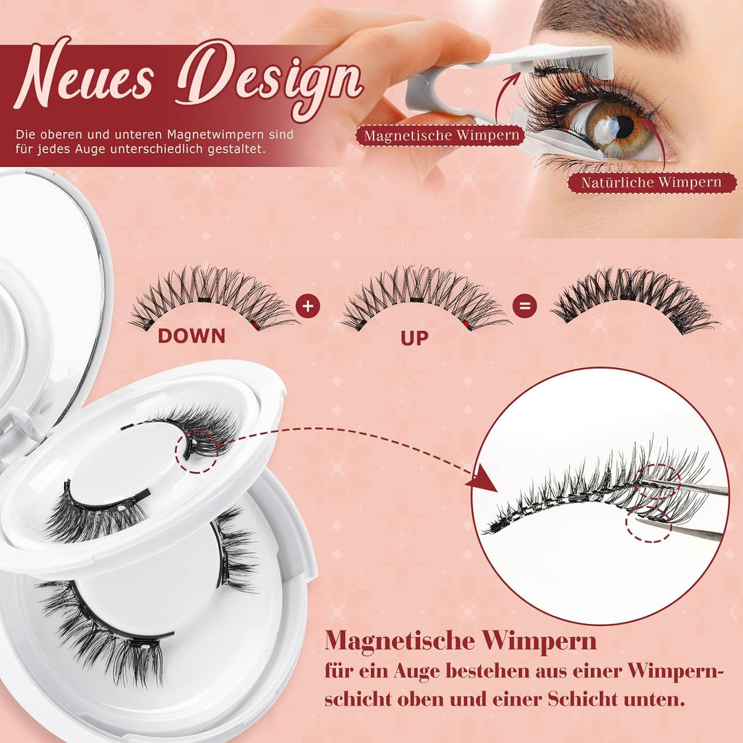 Higu clace Magnetische Wimpern,Magnet Wimpern Ohne Eyeliner,Magnetische Wimpern mit Applikator,Wimpe
