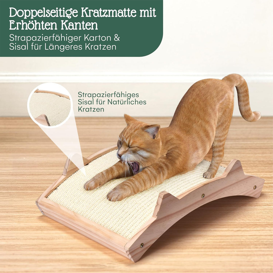 Pfotenolymp Katzenkratzbrett - Doppelseitig Haltbarer Katzen Kratzmatte - Holzstruktur Kratz Pads Ka
