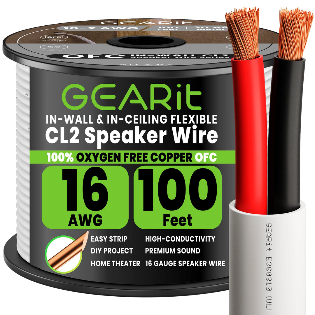 CL2 OFC Lautsprecherkabel, GearIT Pro Serie 100' 16 AWG, 100' 16 AWG