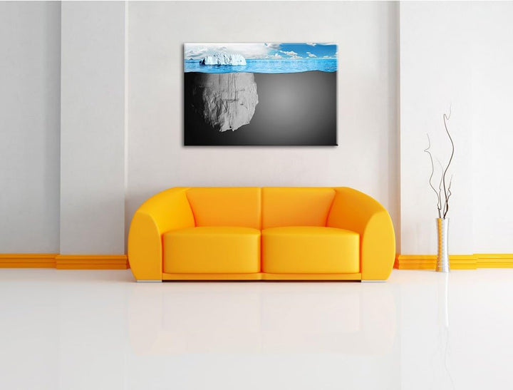 riesiger Eisberg im Wasser Illusion schwarz/weiss Format: 100x70 auf Leinwand, XXL riesige Bilder fe