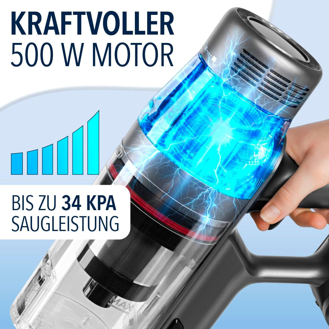 CLEANmaxx AeroTec 500 Staubsauger mit Absaugstation | Handstaubsauger smart & kabellos | automatisch