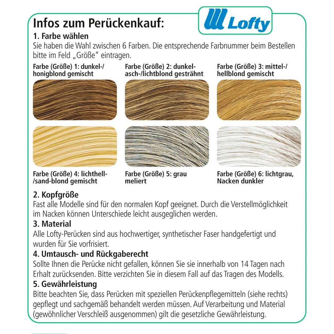 Lofty Perücke Bärbel aus hochwertigem Kunsthaar, wirkt wie Echthaar, in Lichtgrau, Nacken dunkler, L