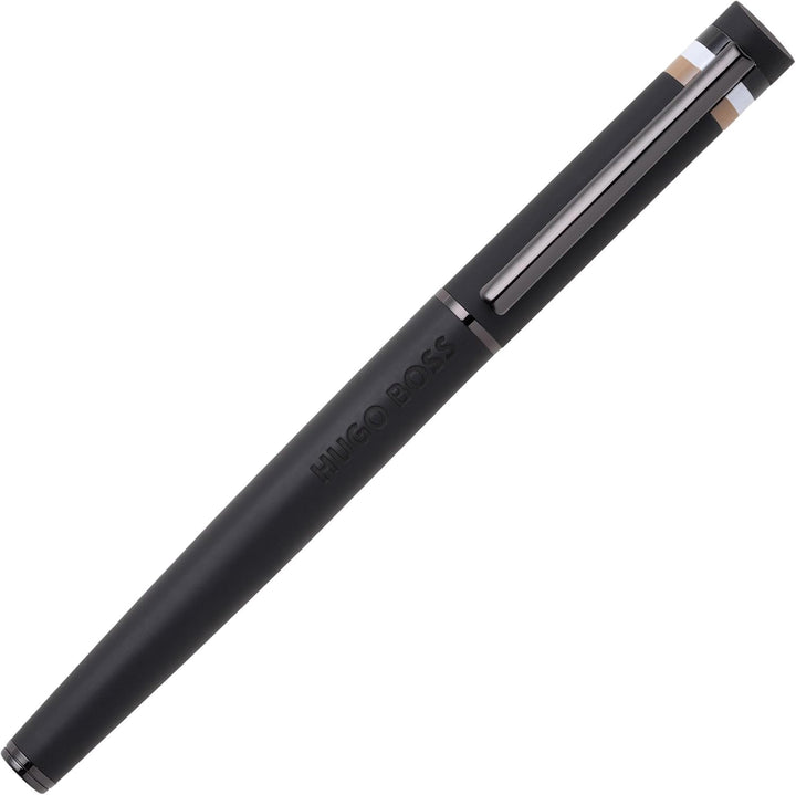 Hugo Boss Loop Iconic Füllfederhalter aus Messing in der Farbe Schwarz, Länge: 14,7cm, Federstärke: