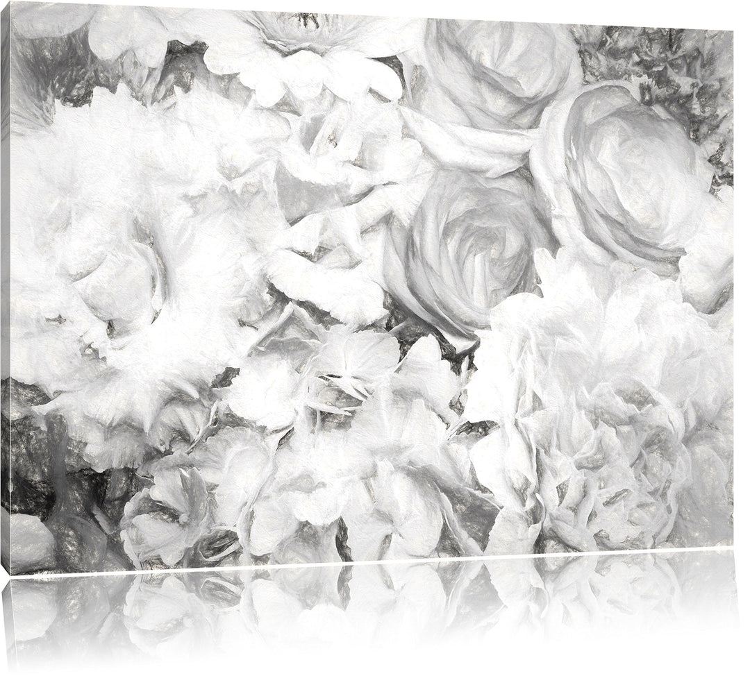 Pixxprint prachtvoller Blumenstrauss Kunst / 100x70cm Leinwandbild bespannt auf Holzrahmen/Wandbild