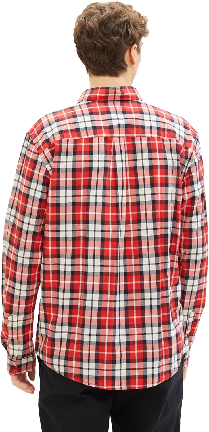 TOM TAILOR Denim Herren Hemd S 33925 - Red Colorful Check, S 33925 - Red Colorful Check
