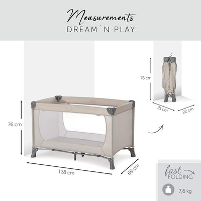 Hauck Reisebett Dream N Play 120 x 60 cm, für Babys und Kinder ab Geburt bis 15 kg, Leicht, Kompakt