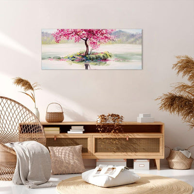 Wandbilder Dekoration Wohnzimmer Baum Abstraktion Panorama Bilder auf Leinwand 120x50cm Leinwandbild