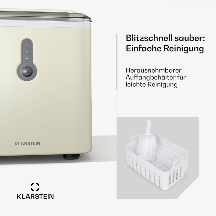 Klarstein Eiswürfelmaschine Klein - 12 kg/24 h, 8 Min Zyklus, 1,5 L Wassertank, LED-Anzeigen, Tragba