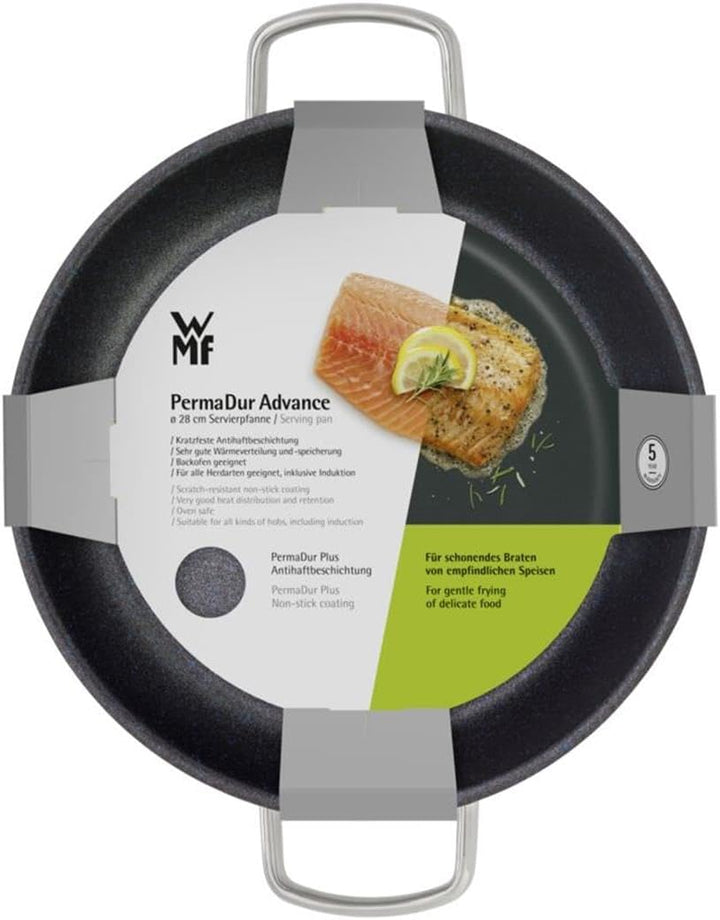 WMF Permadur Advance Servier-/ Bratpfanne 28 cm Induktion, Edelstahlpfanne, Servierpfanne Cromargan