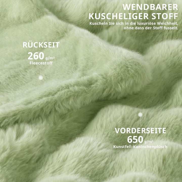 Kuscheldecke 200x230 cm, Kaninchen Plüsch Decke, Super Soft Wohndecke Dick 1000GSM Couchdecke Warme