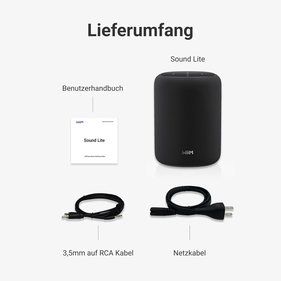 WiiM Sound Lite Smart Speaker, Hi-Res 24-bit/192 kHz, AI RoomFit™ Raumkorrektur, 100W Peak, WLAN 6E/