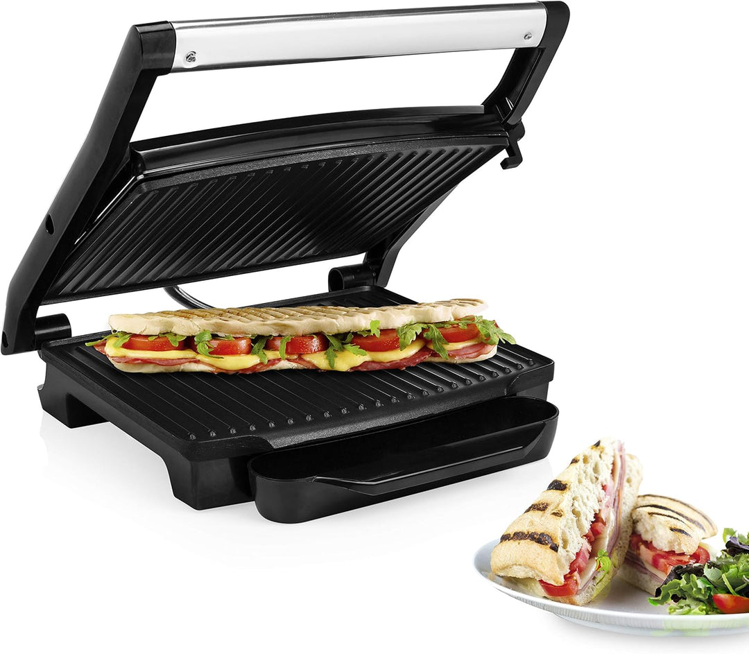 Princess Kontaktgrill - Panini Grill mit Edelstahlasuführung, 2000 Watt, 0,75m Kabellänge, 30x24cm G