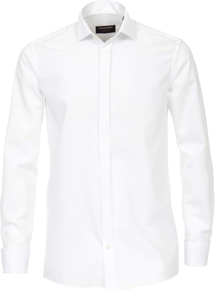 CASAMODA Herren Popeline Hemd unifarben 005350 Comfort Fit 40 40 Weiss, 40 40 Weiss