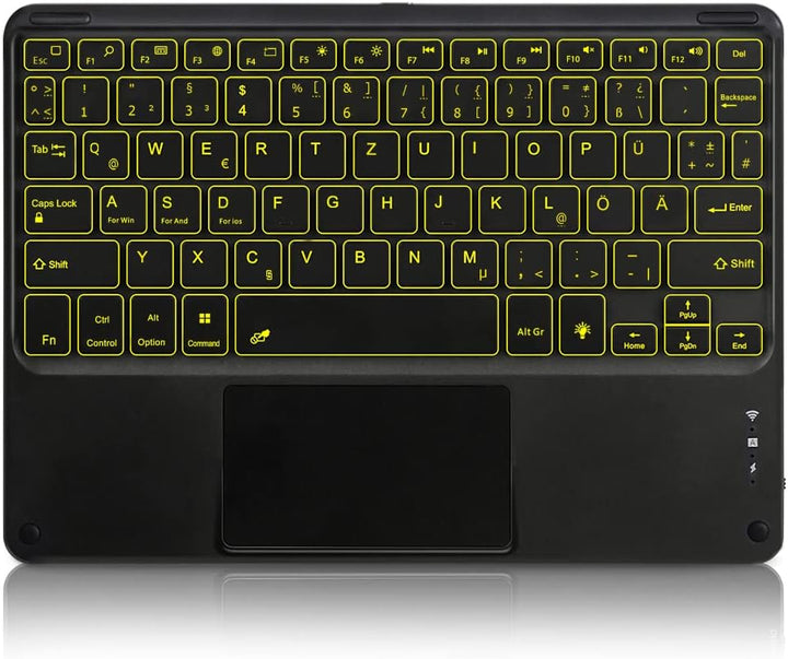 Tastatur Bluetooth Tablet mit Touchpad Beleuchtete wiederaufladbare QWERTZ Tastatur Kabellose Tastat