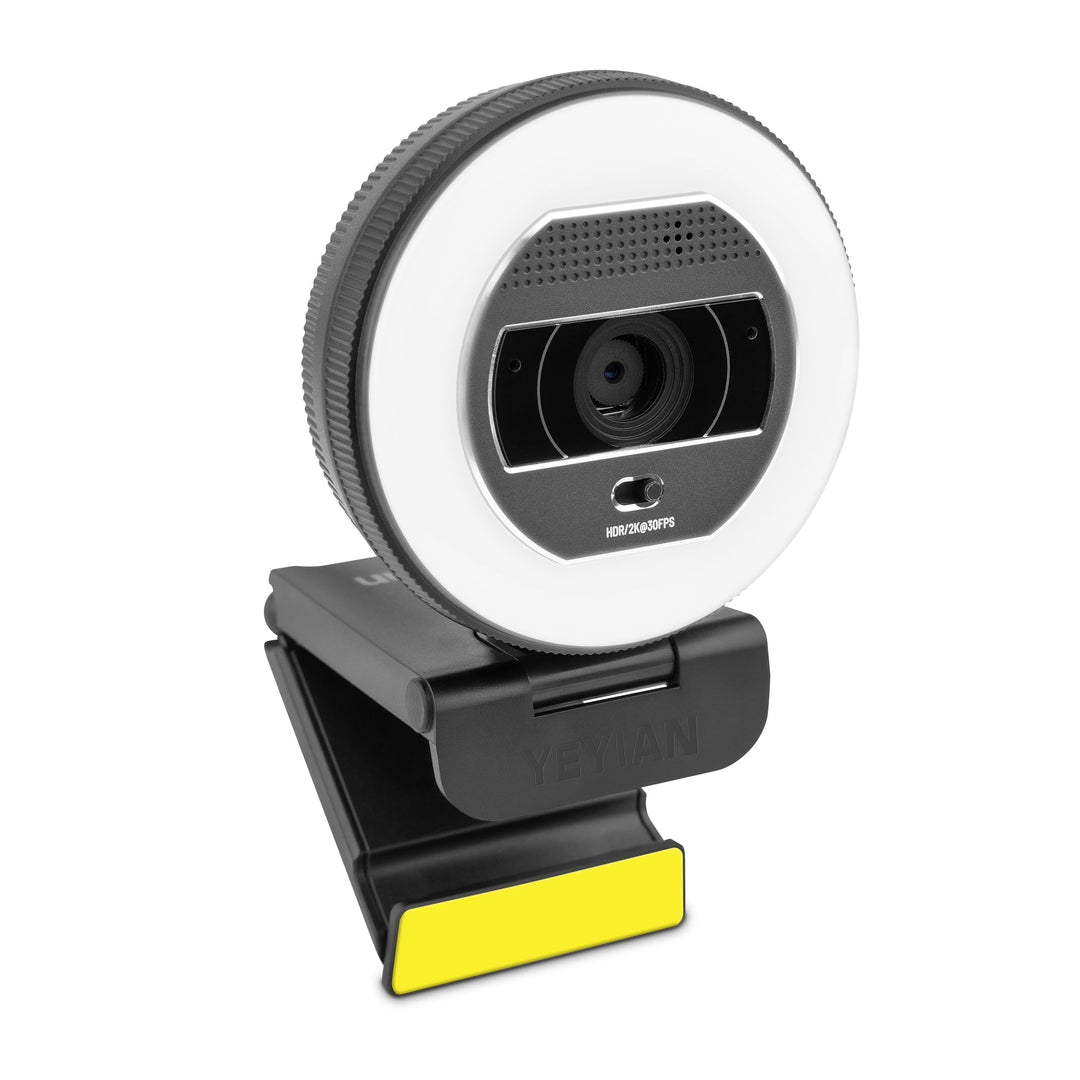 Yeyian Webcam-Streaming Autofokus Dual-Mikrofon-Rauschunterdrückung | 2K 2560x1440 30FPS | LED-Ringl